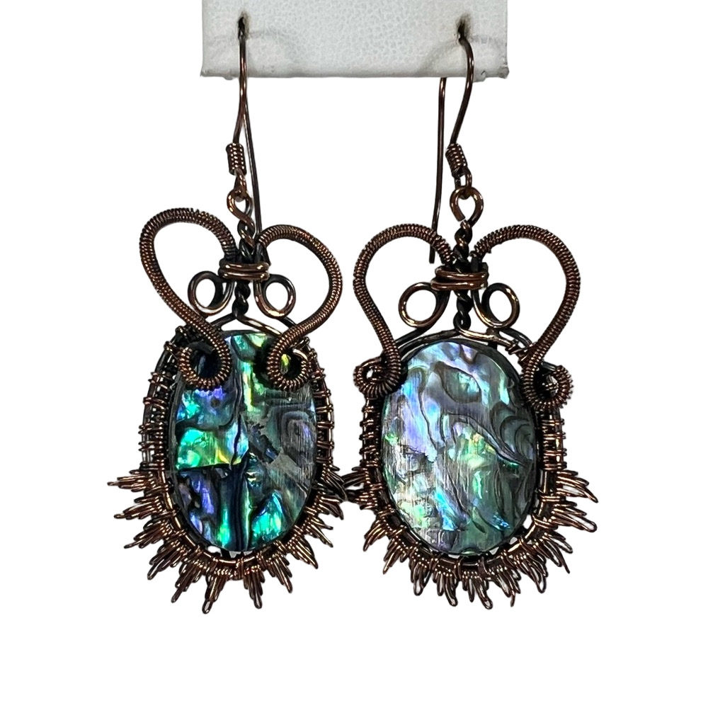Copper Abalone ShellVintage Style Gemstone Earrings